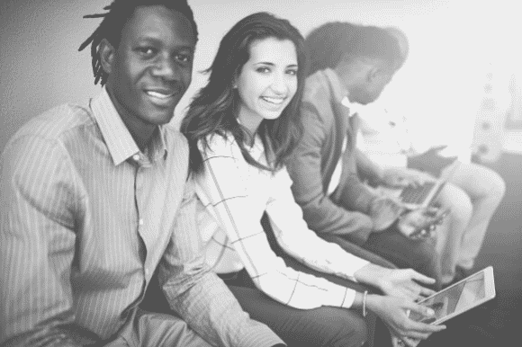 Mass hiring candidates in line for job interview